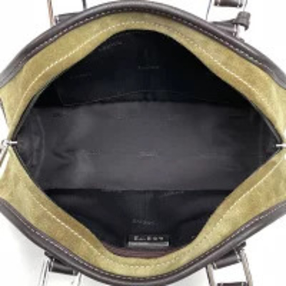 Loewe Anagram Handbag Suede Khaki Brown Green - Picture 7 of 7
